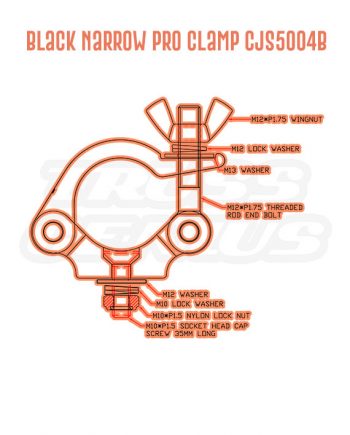 Black Narrow Pro Clamp CJS5004B Detail Callouts