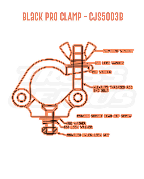 Black Pro Clamp CJS5003B Detail Callouts