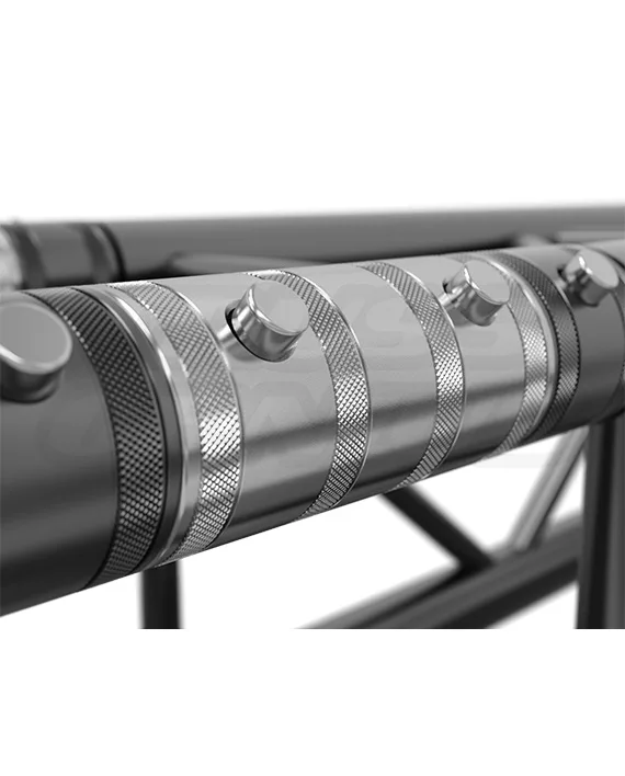 Female truss spacer installed in modular 50 mm tubing system