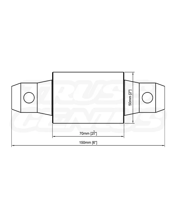 EVT290A‑CS70 technical drawing showing a 70 mm (2.75") spacer segment