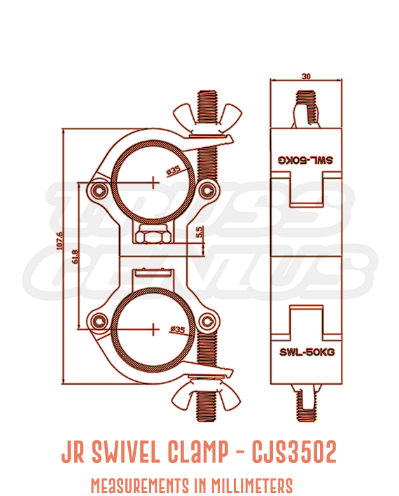 JR Swivel Clamp 1.37Inch Light Duty Dual Rotating Clamps Designed To