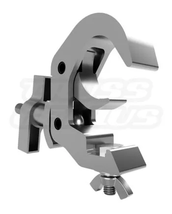 EVT50C‑AHC brushed aluminum self‑locking hook clamp with low‑profile design for fast one‑person mounting on 48–50 mm tube or pipe