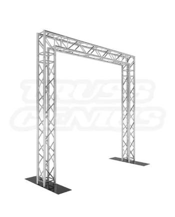 EVT290S‑Gilroy 10×10 goal‑post square aluminum truss system with upright columns and horizontal header for live event entrances and step‑and‑repeat backdrops