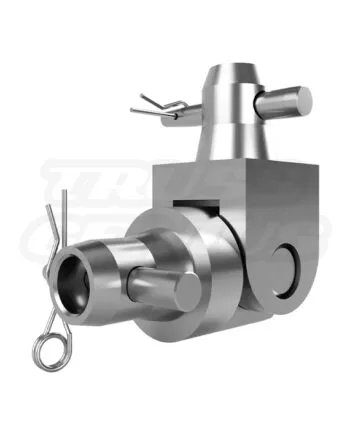 EVT290A‑TMH variable angle hinge with conical connectors, coupler pins, and cotter pins