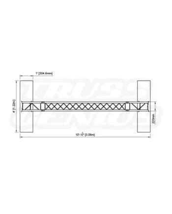 10x10 Goal Post Square Truss System Evt220s Goleta Top View Dimensions 1