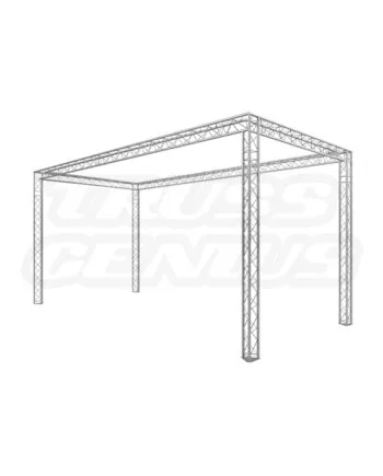 EVT220T-Balboa 10x20 trade show exhibit display booth built with light-duty triangular aluminum truss in brushed aluminum finish