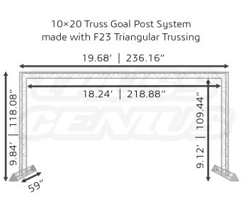 10×20 Truss Goal Post System made with F23 Triangular Trussing Dimensions