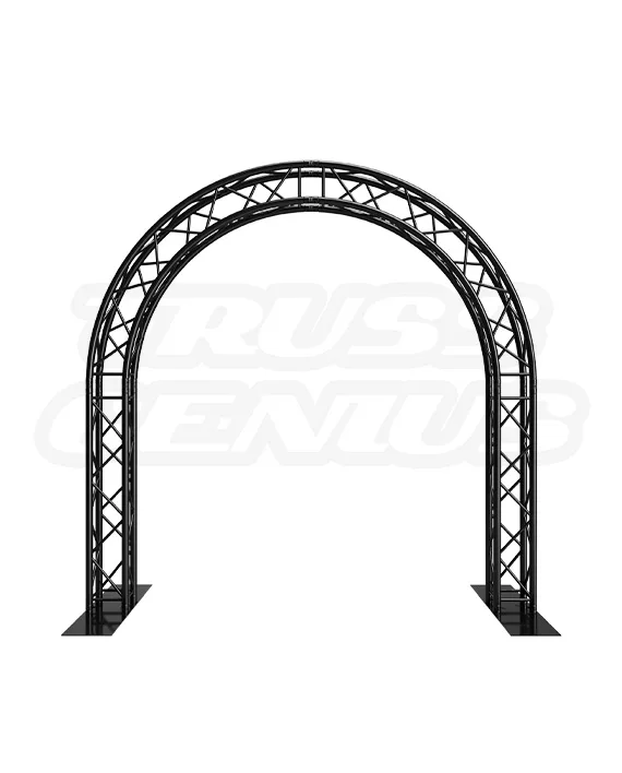 10-foot round arch truss system in black powder coat, stylish and durable event support
