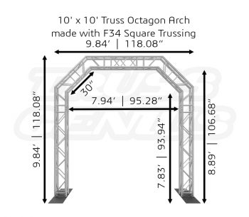 10' x 10' Truss Octagon Arch made with F34 Square Trussing Dimensions