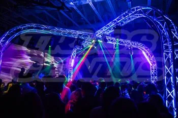 20-Foot Circular Arches Crossover Truss Trade Show Booth Design In-Use