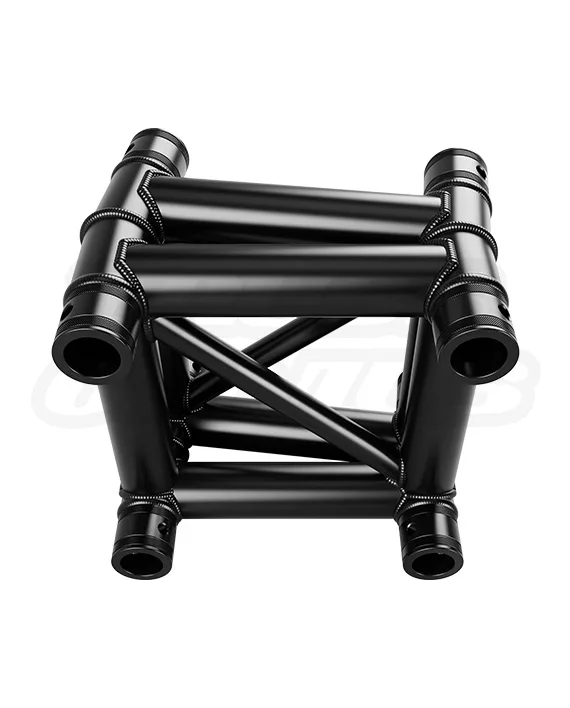 EVT290X‑7DA Black angled truss corner creating a 7.5 degree roof pitch for 290 mm square truss systems