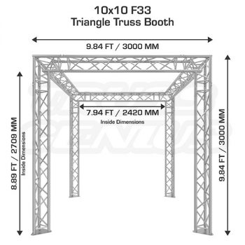 10x10 F33 Triangular Aluminum Truss Trade Show Booth Dimensions