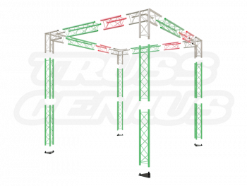 8X8 Truss Trade Show Booth Complete Kit With Collapsible Container Exploded View