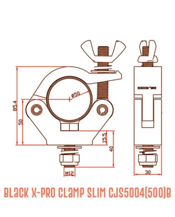 Black X-Pro Clamp Slim CJS5004(500)B Detail Drawing
