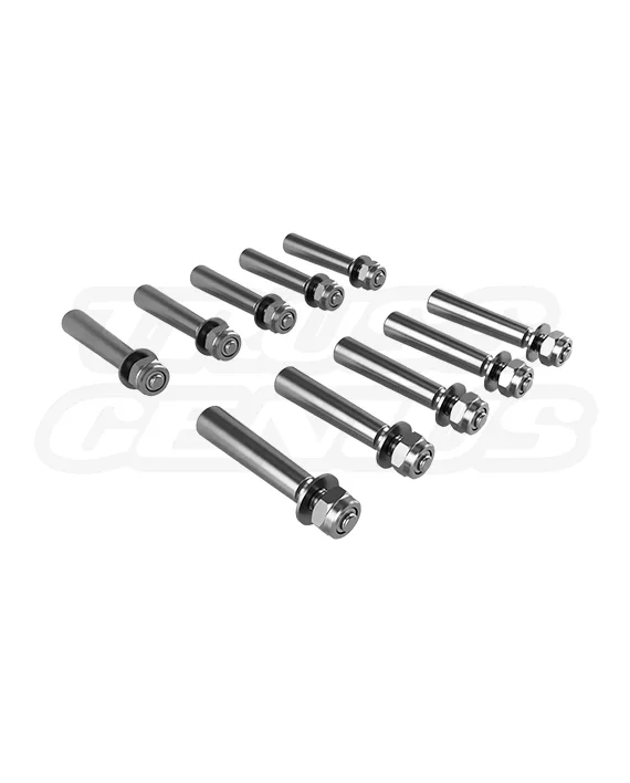 Stainless steel coupler pin with threaded tip and locknut for 290 mm truss systems