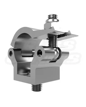 EVT25C-ALC clamp with stainless steel hardware for 25mm tubes or trussing, featuring a polished aluminum finish.