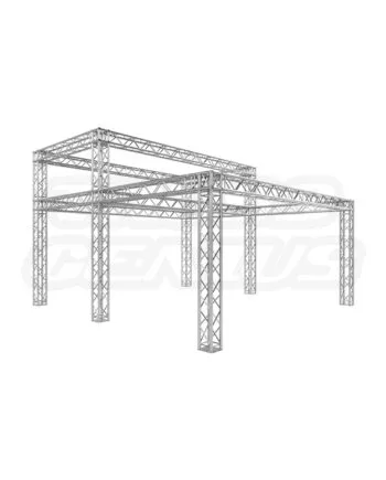 20x20 Trade Show Exhibit Display Booth EVT290S-Coulter, side view of robust aluminum truss structure for exhibitions