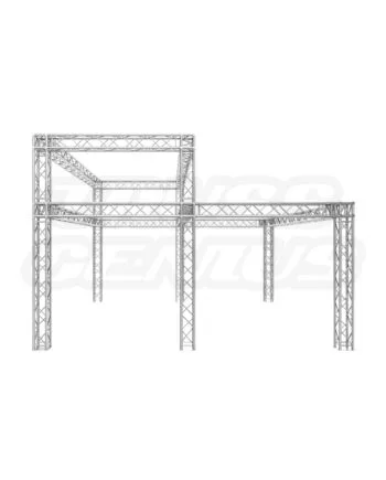 20x20 Trade Show Exhibit Display Booth EVT290S-Coulter - Front View, showcasing a robust aluminum truss structure ideal for trade shows and exhibitions.