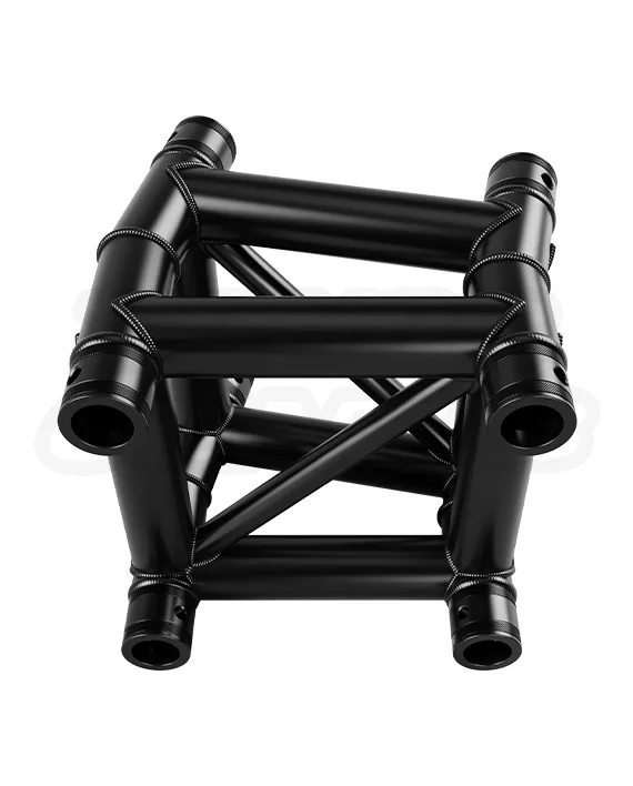 EVT290X‑12DA Black — 12 degree fixed‑angle aluminum corner for F34 (290 mm) square‑truss systems