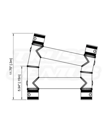 EVT290X‑12DA Black — dimensional drawing showing 12 degree fixed‑angle corner layout and measurements