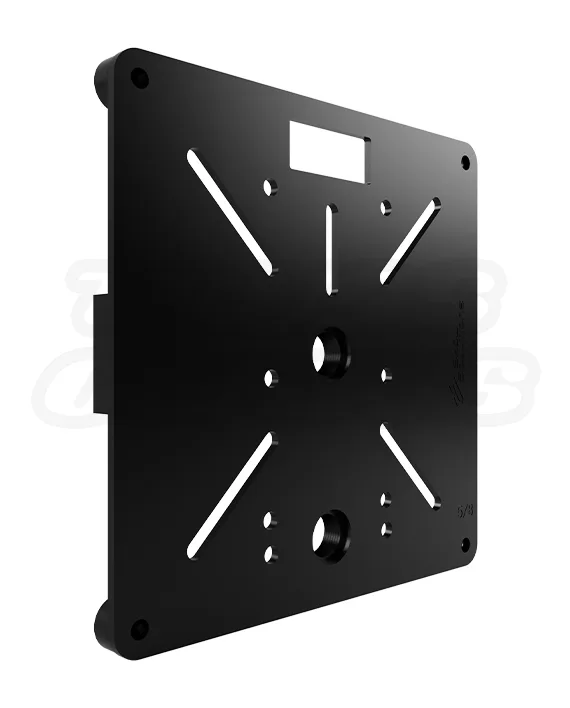 EVT12S-BP20S heavy-duty steel base plate for end plate bolt truss with dual Schedule 40 pipe flanges and matte black powder coat finish