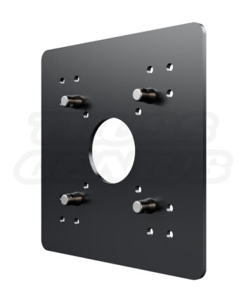 EVT20T-CPT Black multi-truss conversion plate for connecting 20.5-inch and 12-inch bolted truss to 290mm conical truss systems shown in matte black powder coat finish